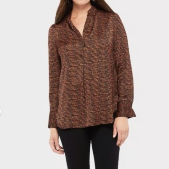David Lerner x Evereve Mandarin Collar Bombay Stripes Blouse - Picture 2 of 14